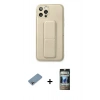 MARSİLYAN™- iPhone 12 Pro Kılıf Akış Doku - Siyah 34D Hayalet Izgaralı Cam + Shine Kamera Lens Koruma Cam - GI