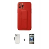 MARSİLYAN™- iPhone 12 Pro Kılıf Akış Doku - Siyah 34D Hayalet Izgaralı Cam + Shine Kamera Lens - GS