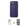 MARSİLYAN™- iPhone 12 Pro Kılıf Akış Doku - Siyah 34D Hayalet Izgaralı Cam + Shine Kamera Lens - GS