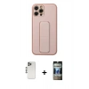 MARSİLYAN™- iPhone 12 Pro Kılıf Akış Doku - Siyah 34D Hayalet Izgaralı Cam + Shine Kamera Lens - GS