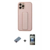 MARSİLYAN™- iPhone 12 Pro Kılıf Akış Doku - Siyah 34D Hayalet Izgaralı Cam + Metal Kamera Lens Koruma Cam - KI