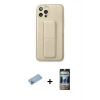 MARSİLYAN™- iPhone 12 Pro Kılıf Akış Doku - Siyah 34D Hayalet Izgaralı Cam + Shine Kamera Lens Koruma Cam - MI