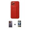 MARSİLYAN™- iPhone 12 Pro Kılıf Akış Doku - Siyah 34D Hayalet Izgaralı Cam + Neon Fosforlu Kamera Lens - SI