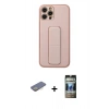 MARSİLYAN™- iPhone 12 Pro Kılıf Akış Doku - Siyah 34D Hayalet Izgaralı Cam + Renkli Kamera Lens Koruma Cam - SI