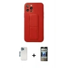 MARSİLYAN™- iPhone 12 Pro Kılıf Akış Doku - Siyah 34D Hayalet Izgaralı Cam + Shine Kamera Lens - MI