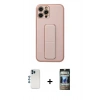 MARSİLYAN™- iPhone 12 Pro Kılıf Akış Doku - Siyah 34D Hayalet Izgaralı Cam + Shine Kamera Lens - MI