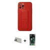 MARSİLYAN™- iPhone 12 Pro Kılıf Akış Doku - Siyah 360 Mat Full Body Arka Koruyucu + Rainbow Kamera Lens Koruma Cam - GD