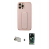 MARSİLYAN™- iPhone 12 Pro Kılıf Akış Doku - Siyah 360 Mat Full Body Arka Koruyucu + Rainbow Kamera Lens Koruma Cam - GD