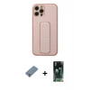 MARSİLYAN™- iPhone 12 Pro Kılıf Akış Doku - Siyah 360 Mat Full Body Arka Koruyucu + Gümüş Metal Kamera Lens Koruma Cam