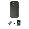 MARSİLYAN™- iPhone 12 Pro Kılıf Akış Doku - Siyah 360 Mat Full Body Arka Koruyucu + Metal Kamera Lens Koruma Cam - GD