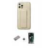 MARSİLYAN™- iPhone 12 Pro Kılıf Akış Doku - Siyah 360 Mat Full Body Arka Koruyucu + Sierra Blue Shine Kamera Lens Koruma Cam