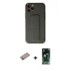 MARSİLYAN™- iPhone 12 Pro Kılıf Akış Doku - Siyah 360 Mat Full Body Arka Koruyucu + Sierra Blue Shine Kamera Lens Koruma Cam