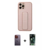 MARSİLYAN™- iPhone 12 Pro Kılıf Akış Doku - Siyah 360 Mat Full Body Arka Koruyucu + Neon Fosforlu Kamera Lens - TU