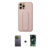 MARSİLYAN™- iPhone 12 Pro Kılıf Akış Doku - Siyah 360 Mat Full Body Arka Koruyucu + Neon Fosforlu Kamera Lens - YL