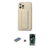 MARSİLYAN™- iPhone 12 Pro Kılıf Akış Doku - Siyah 360 Mat Full Body Arka Koruyucu + Renkli Kamera Lens Koruma Cam - YL