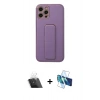 MARSİLYAN™- iPhone 12 Pro Kılıf Akış Doku - Siyah 3D Antistatik Cam Ekran Koruyucu + Kamera Lens Koruma Cam - SF
