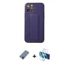 MARSİLYAN™- iPhone 12 Pro Kılıf Akış Doku - Siyah 3D Antistatik Cam Ekran Koruyucu + Metal Kamera Lens Koruma Cam - MI