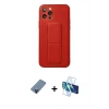 MARSİLYAN™- iPhone 12 Pro Kılıf Akış Doku - Siyah 3D Antistatik Cam Ekran Koruyucu + Metal Kamera Lens Koruma Cam - MI