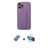 MARSİLYAN™- iPhone 12 Pro Kılıf Akış Doku - Siyah 3D Antistatik Cam Ekran Koruyucu + Metal Kamera Lens Koruma Cam - MI