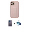 MARSİLYAN™- iPhone 12 Pro Kılıf Akış Doku - Siyah 3D Antistatik Cam Ekran Koruyucu + Neon Fosforlu Kamera Lens - MI
