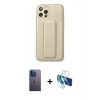 MARSİLYAN™- iPhone 12 Pro Kılıf Akış Doku - Siyah 3D Antistatik Cam Ekran Koruyucu + Neon Fosforlu Kamera Lens - MI