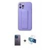 MARSİLYAN™- iPhone 12 Pro Kılıf Akış Doku - Siyah 3D Antistatik Cam Ekran Koruyucu + Neon Fosforlu Kamera Lens - MI