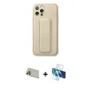 MARSİLYAN™- iPhone 12 Pro Kılıf Akış Doku - Siyah 3D Antistatik Cam Ekran Koruyucu + Rainbow Kamera Lens Koruma Cam - GD