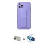 MARSİLYAN™- iPhone 12 Pro Kılıf Akış Doku - Siyah 3D Antistatik Cam Ekran Koruyucu + Rainbow Kamera Lens Koruma Cam - GD