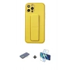 MARSİLYAN™- iPhone 12 Pro Kılıf Akış Doku - Siyah 3D Antistatik Cam Ekran Koruyucu + Renkli Kamera Lens Koruma Cam - YL