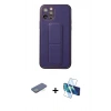 MARSİLYAN™- iPhone 12 Pro Kılıf Akış Doku - Siyah 3D Antistatik Cam Ekran Koruyucu + Renkli Kamera Lens Koruma Cam - YL