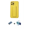 MARSİLYAN™- iPhone 12 Pro Kılıf Akış Doku - Siyah 3D Antistatik Cam Ekran Koruyucu + Shine Kamera Lens Koruma Cam - GD