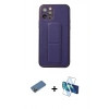 MARSİLYAN™- iPhone 12 Pro Kılıf Akış Doku - Siyah 3D Antistatik Cam Ekran Koruyucu + Shine Kamera Lens Koruma Cam - GD