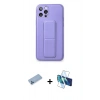 MARSİLYAN™- iPhone 12 Pro Kılıf Akış Doku - Siyah 3D Antistatik Cam Ekran Koruyucu + Shine Kamera Lens Koruma Cam - MI
