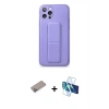 MARSİLYAN™- iPhone 12 Pro Kılıf Akış Doku - Siyah 3D Antistatik Cam Ekran Koruyucu + Shine Kamera Lens Koruma Cam - SABE