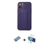 MARSİLYAN™- iPhone 12 Pro Kılıf Akış Doku - Siyah 3D Antistatik Cam Ekran Koruyucu + Shine Kamera Lens Koruma Cam - GS