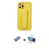 MARSİLYAN™- iPhone 12 Pro Kılıf Akış Doku - Siyah 3D Antistatik Cam Ekran Koruyucu + Shine Kamera Lens Koruma Cam - GS