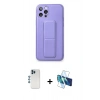 MARSİLYAN™- iPhone 12 Pro Kılıf Akış Doku - Siyah 3D Antistatik Cam Ekran Koruyucu + Shine Kamera Lens - MI