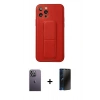MARSİLYAN™- iPhone 12 Pro Kılıf Akış Doku - Siyah 3D Antistatik Hayalet Cam Ekran Koruyucu + Neon Fosforlu Kamera Lens - BZ
