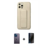 MARSİLYAN™- iPhone 12 Pro Kılıf Akış Doku - Siyah 3D Antistatik Hayalet Cam Ekran Koruyucu + Neon Fosforlu Kamera Lens - MI