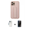 MARSİLYAN™- iPhone 12 Pro Kılıf Akış Doku - Siyah 3D Antistatik Hayalet Cam Ekran Koruyucu + Shine Kamera Lens - MI