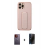 MARSİLYAN™- iPhone 12 Pro Kılıf Akış Doku - Siyah 3D Antistatik Hayalet Cam Ekran Koruyucu + Neon Fosforlu Kamera Lens - TU