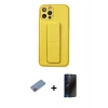 MARSİLYAN™- iPhone 12 Pro Kılıf Akış Doku - Siyah 3D Antistatik Hayalet Cam Ekran Koruyucu + Shine Kamera Lens Koruma Cam - PE