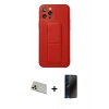 MARSİLYAN™- iPhone 12 Pro Kılıf Akış Doku - Siyah 3D Antistatik Hayalet Cam Ekran Koruyucu + Rainbow Kamera Lens Koruma Cam - GD