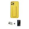 MARSİLYAN™- iPhone 12 Pro Kılıf Akış Doku - Siyah 3D Antistatik Hayalet Cam Ekran Koruyucu + Rainbow Kamera Lens Koruma Cam - GD
