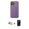 MARSİLYAN™- iPhone 12 Pro Kılıf Akış Doku - Siyah 3D Antistatik Hayalet Cam Ekran Koruyucu + Rainbow Kamera Lens Koruma Cam - GD