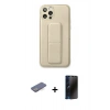 MARSİLYAN™- iPhone 12 Pro Kılıf Akış Doku - Siyah 3D Antistatik Hayalet Cam Ekran Koruyucu + Renkli Kamera Lens Koruma Cam - MI