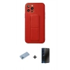 MARSİLYAN™- iPhone 12 Pro Kılıf Akış Doku - Siyah 3D Antistatik Hayalet Cam Ekran Koruyucu + Shine Kamera Lens Koruma Cam - MI