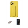 MARSİLYAN™- iPhone 12 Pro Kılıf Akış Doku - Siyah 3D Antistatik Hayalet Cam Ekran Koruyucu + Shine Kamera Lens Koruma Cam - SABE