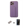 MARSİLYAN™- iPhone 12 Pro Kılıf Akış Doku - Siyah 3D Antistatik Hayalet Cam Ekran Koruyucu + Shine Kamera Lens Koruma Cam - SABE