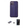 MARSİLYAN™- iPhone 12 Pro Kılıf Akış Doku - Siyah 3D Antistatik Hayalet Cam Ekran Koruyucu + Renkli Kamera Lens Koruma Cam - TU